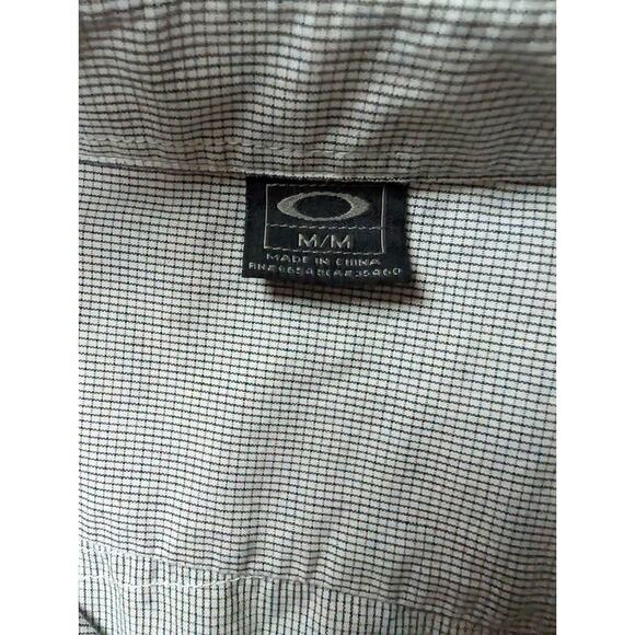 Oakley Mens M Button Down Shirt Checkered Black White Casual Long Sleeve - Picture 5 of 7